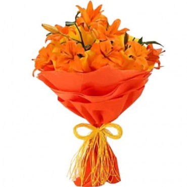 Fresh Flowers Bunch of 8 Orange Asiatic Lilies